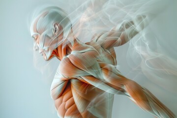 Human muscle anatomy with dynamic motion effects.