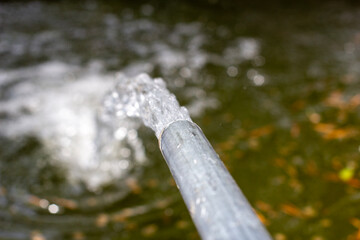 The water pipe that fills the irrigation pond