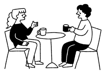 Two people happily drinking and conversing with each other_2