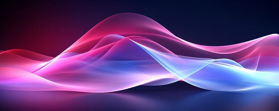 Abstract futuristic background a high resolution, abstract wave form with smooth, flowing neon light streams for tech. Ensuring no visual noise or imperfections for a sleek, modern background.