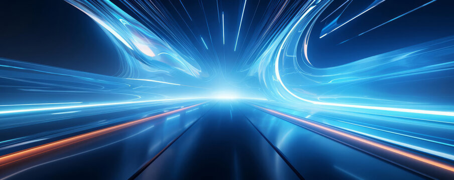 Abstract background detailed image of a sleek futuristic tunnel with illuminated edges for tech. Generate a high resolution and no signs of blurriness, dust, or imperfections.