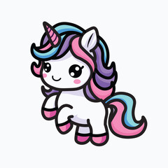 Illustration Vector Graphic Cartoon of a Unicorn Icon, Symbol of Imagination and Wonder 