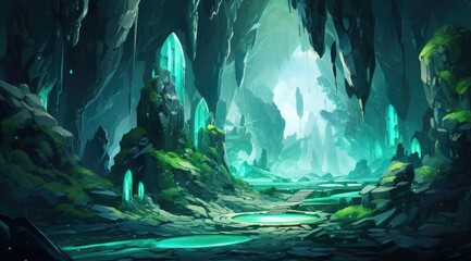 Obraz premium Ethereal Crystal Cave Reflections