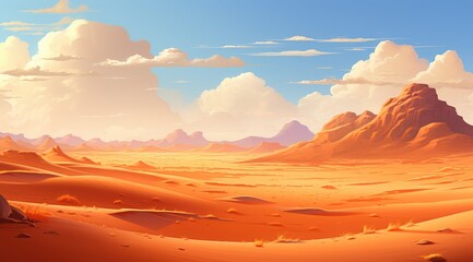 Naklejka premium Golden Desert Dunes Under Blue Sky