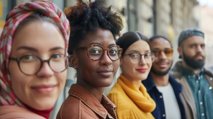 Obraz premium Diverse Team of Professionals in Discussion, representing collaboration and corporate diversity