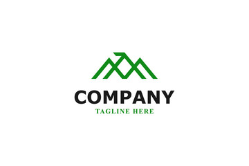 letter a and m green minimal logo