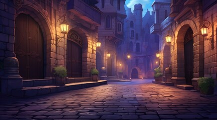 Obraz premium Enchanted Evening Cobblestone Street