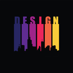 creative t-shirt design, silhouette of city