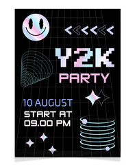Y2K 3D Frame Poster.Retro Party Invitation