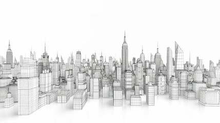 Fototapeta premium A wireframe sketch of an expansive cityscape
