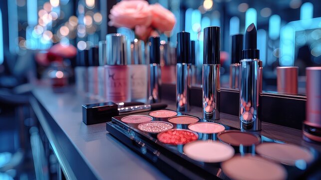 Different decorative cosmetics on makeup table
