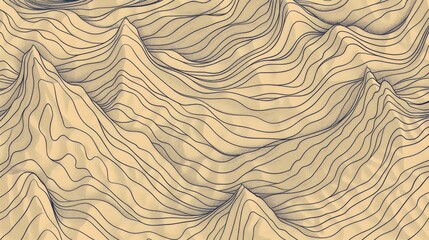 Abstract sand dunes pattern with wavy lines - obrazy, fototapety, plakaty