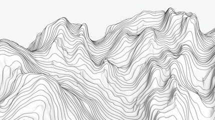 Abstract topographic lines weaving a grayscale landscape - obrazy, fototapety, plakaty