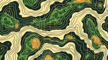 Abstract topographic map lines in earthy tones - obrazy, fototapety, plakaty