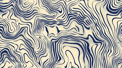 Abstract wavy pattern in blue and beige tones - obrazy, fototapety, plakaty