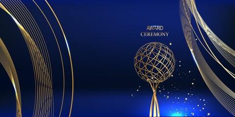 Royal Blue Golden Awards Graphics Background Lines Polygon Triangle Celebration Entertainment Light...