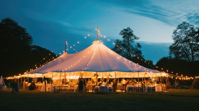 Wedding tent at night