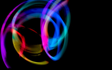 Abstract colorful irregular lines background. Long exposure. Light painting photography.