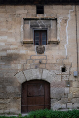 Detalle de la fachada , palacio de los Zaldiva, Valpuesta, provincia de Burgos,  comunidad autónoma de Castilla y León, Spain