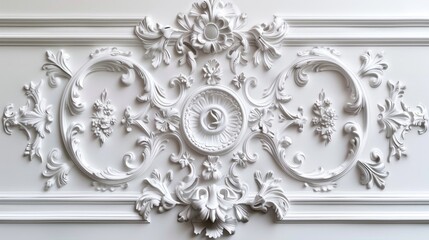 Elegant White Stucco Molding Decoration on Wall