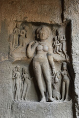 Carvings of Hindu god at Kailash Temple at the Ellora caves, Aurangabad (Maharashtra, India)
