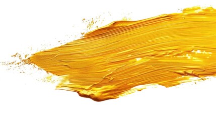 Vibrant Yellow Paint Stroke on White Background