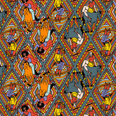 3 cowgirl illustration illustration in vector seamless pattern can resize in any size of pattern very good use for clothing and fabric print