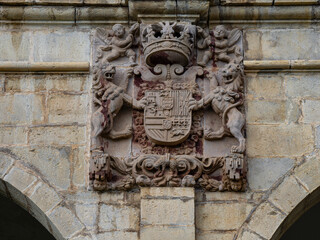 escudo heraldico, Santuario de Nuestra Señora de la Encina, Artziniega, Alava, Pais Vasco, Spain