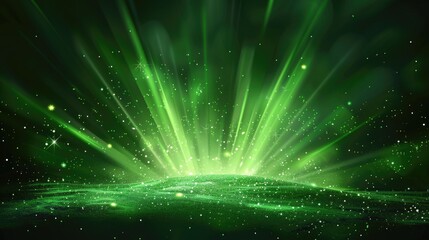 Green Cosmic Energy Explosion with Sparkling Particles
