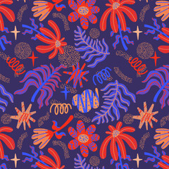 Art & Illustration flower in abstract shape seamless pattern vector can use in any size for clothing fabric print