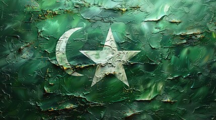 Beautiful Abstract Dark Green Plaster Wall Background Art Rough Stylized Texture Banner with Space for Text pakistan independence day. - obrazy, fototapety, plakaty