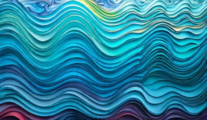 realistic blue gradation paper cut wave abstract background