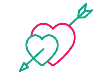 cupid icon. heart with arrows. icon related to wedding, valentine day. line icon style. wedding element illustration
