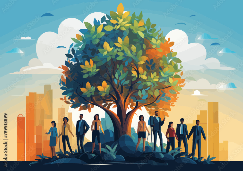 Poster teamwork drives growth - collaborative strategizing: professionals boost business efficiency via ris