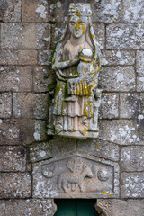 figura de una Virgen amamantando al Niño, Capilla de Santa Ana o de Los Deza, monasterio de San Pedro de Ansemil, término municipal de Silleda, Galicia, Spain
