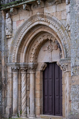 Fototapeta na wymiar fachada principal, San Pedro da Mezquita, Monumento Nacional , municipio de La Merca, provincia de Orense, Galicia, Spain