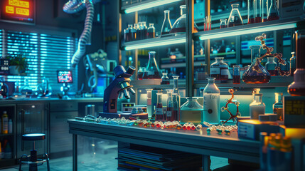 a laboratory scene where scientists experiment with gene-editing technology to cure genetic diseases, offering hope for personalized treatments and therapies.