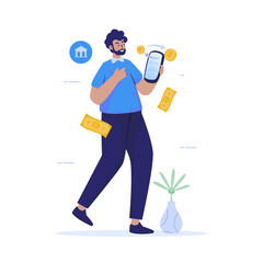 Vector illustration of money exchange in mobile application