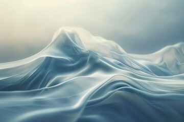 Obraz premium Gentle waves of a soft blue silk-like texture in calm light