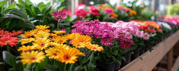 Flowers for sale in garden centre, Augsburg, Bavaria, Germany
