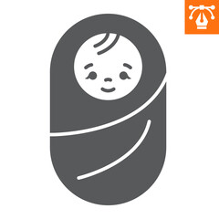 Obraz premium Newborn solid icon, glyph style icon for web site or mobile app, childbirth and mother's day, baby born vector icon, simple vector illustration, vector graphics with editable strokes.