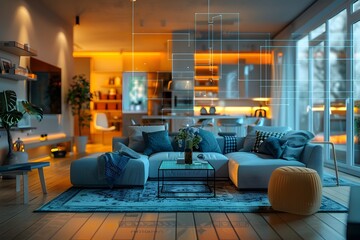 Vibrant and Intelligent Home Living Space Showcasing Smart Home Technology and Visually Appealing Decor