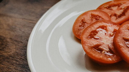 Tomato slices on a plate