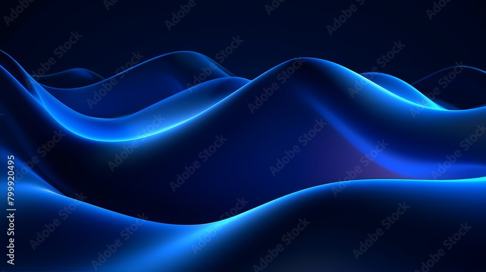Aufkleber 3d render, abstract minimal neon background with glowing wavy line. dark wall illuminated with led l