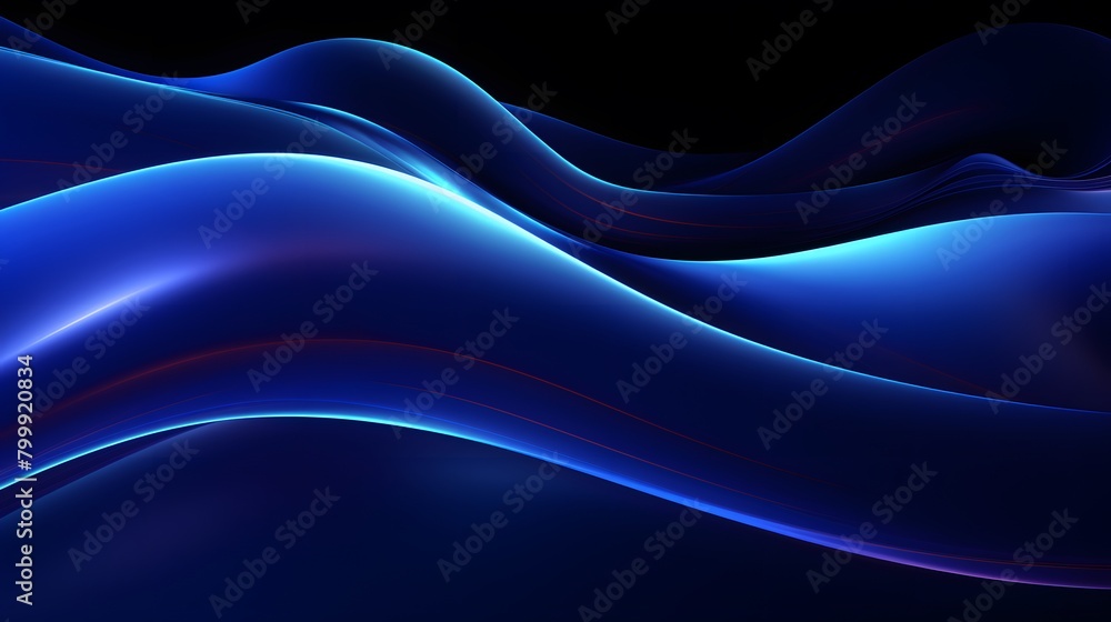 Aufkleber 3d render, abstract minimal neon background with glowing wavy line. dark wall illuminated with led l