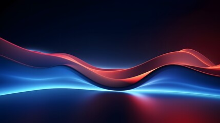 
3d render, abstract minimal neon background with glowing wavy line. Dark wall illuminated with led lamps. Blue futuristic wallpaper