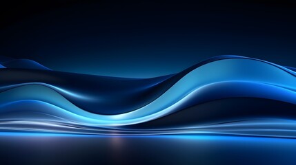 Obraz premium 3d render, abstract minimal neon background with glowing wavy line. Dark wall illuminated with led lamps. Blue futuristic wallpaper