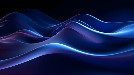 
3d render, abstract minimal neon background with glowing wavy line. Dark wall illuminated with led lamps. Blue futuristic wallpaper