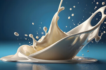 Set of Milk splash and pouring, yogurt or cream include Clipping path, 3d illustration