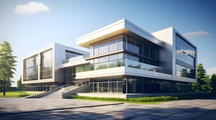 modern building in the summer  Generative AI